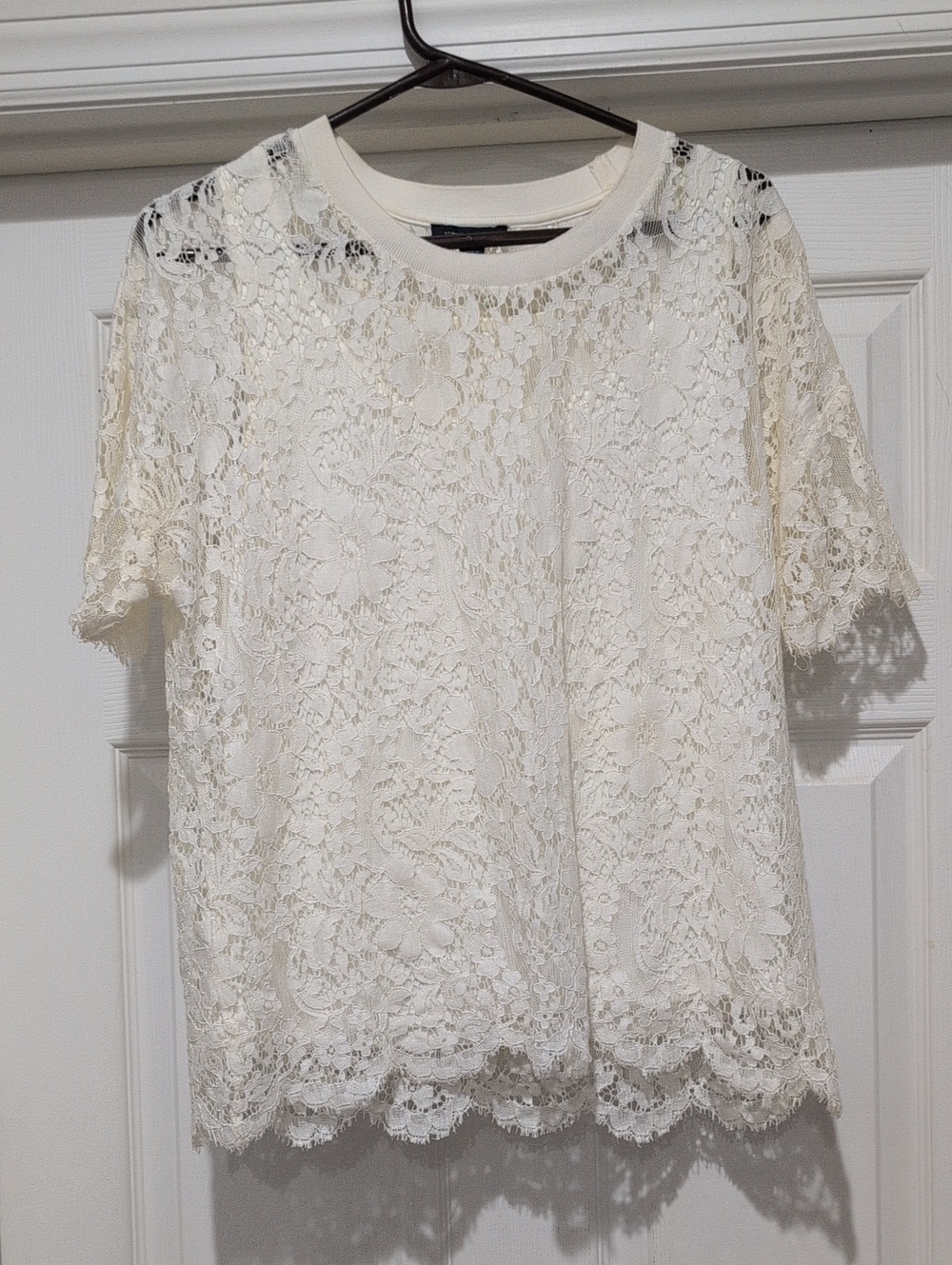 Tommy Hilfiger Cream Lace Short Sleeve Blouse
